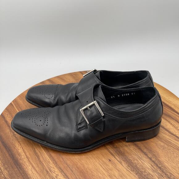 Broletto Oxfords Mens 8.5 M Black Leather Monk Strap Dress Shoes MADE IN ITALY main image 3